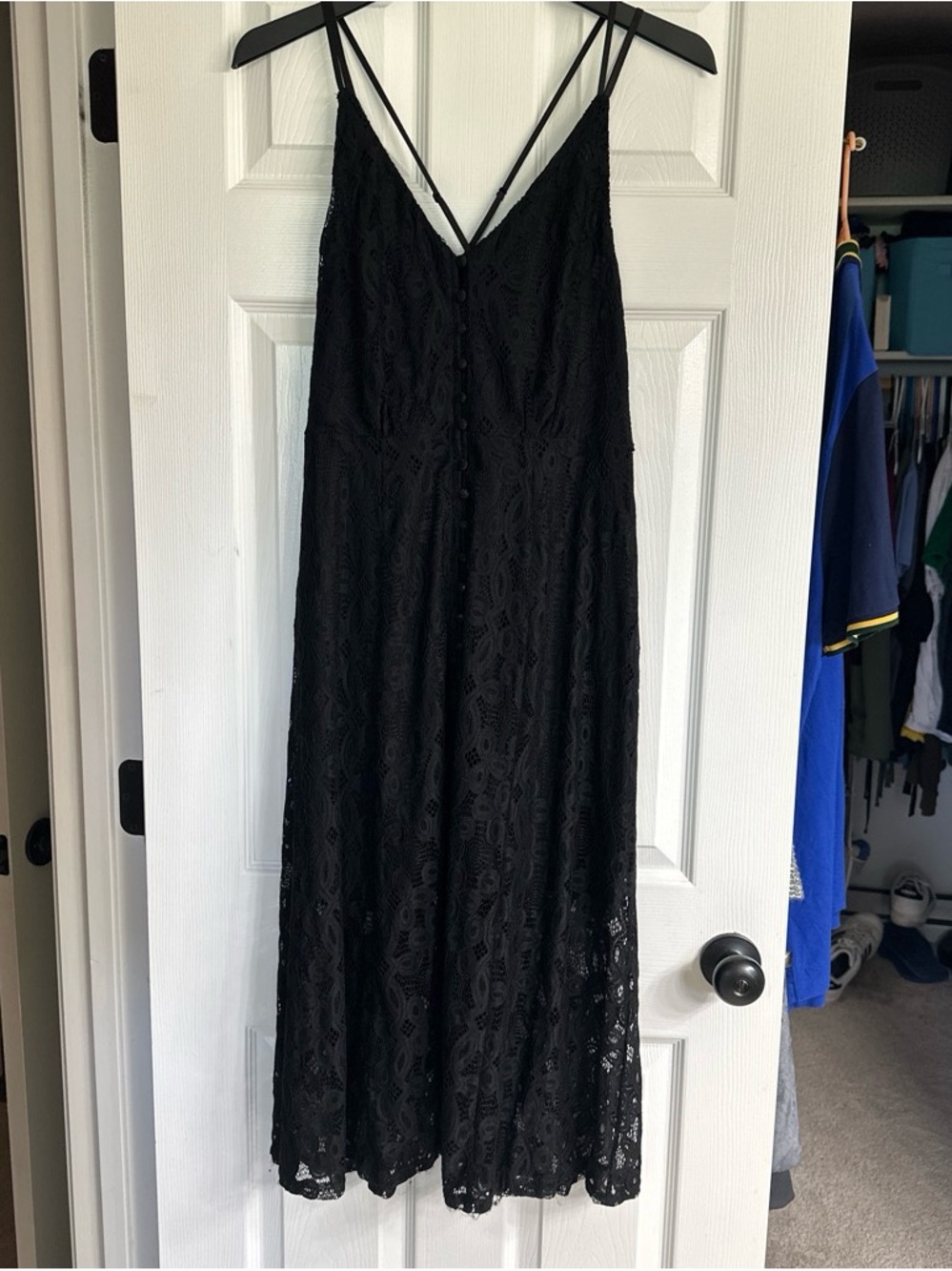Kohl's Black Lace Midi Dress with Strappy V-Neck